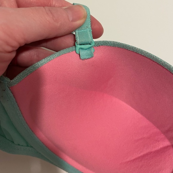 PINK Victoria's Secret Brand Push Up Green Shimmery Underwire Bra 36B - Picture 2 of 5